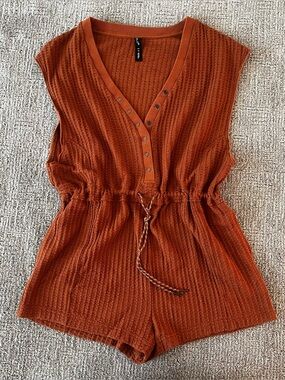 NWOT Urban Outfitters Rust Waffle Knit Sleeveless Romper